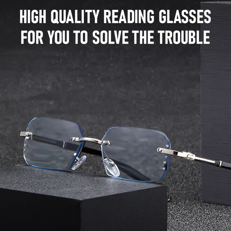 Fashion Frameless Reading Glasses with Precision Cut Lenses Made of Stainless Steel Material Suitable for Both Men and Women