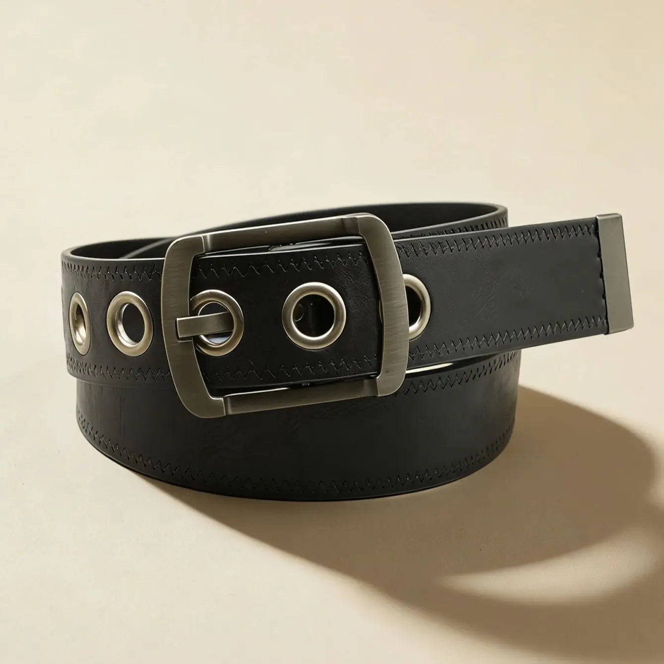 Vintage Carved Buckle Belt for Women Men - Brown Textured Floral Print Western Style Fashion Versatile Waistband Belt