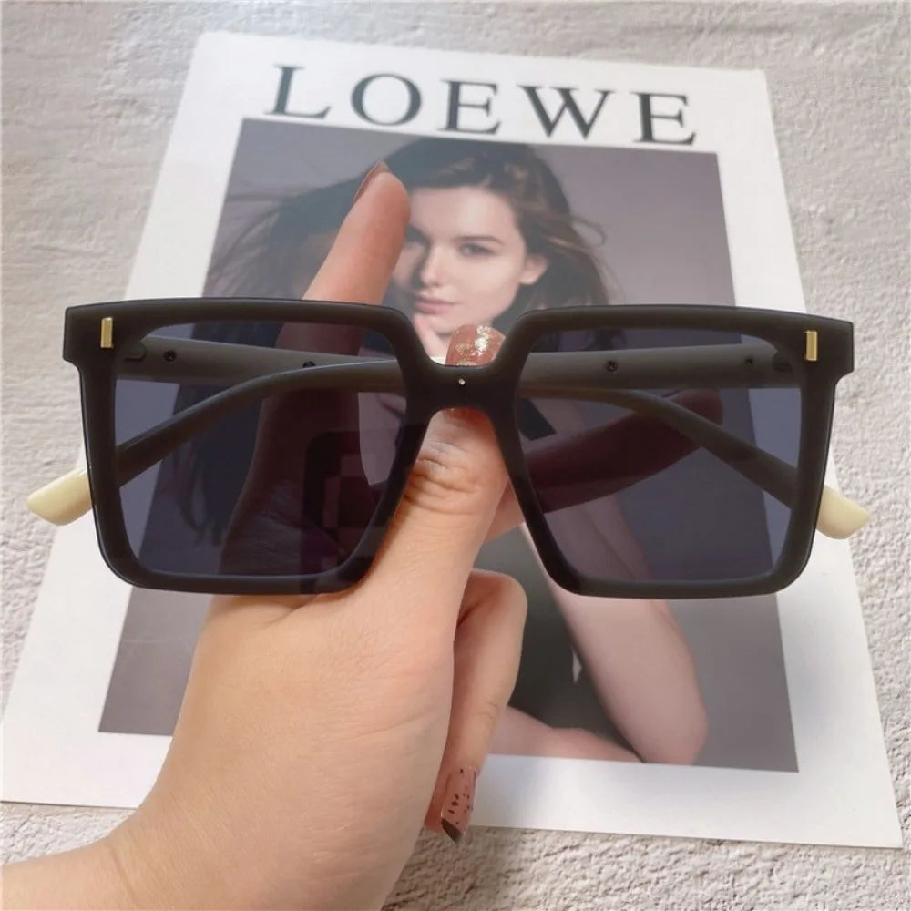 2PCS Korean Large Frame Sunglasses Candy Color Fashion Square Sun Glasses Sun Protection Beach Eyeglasses