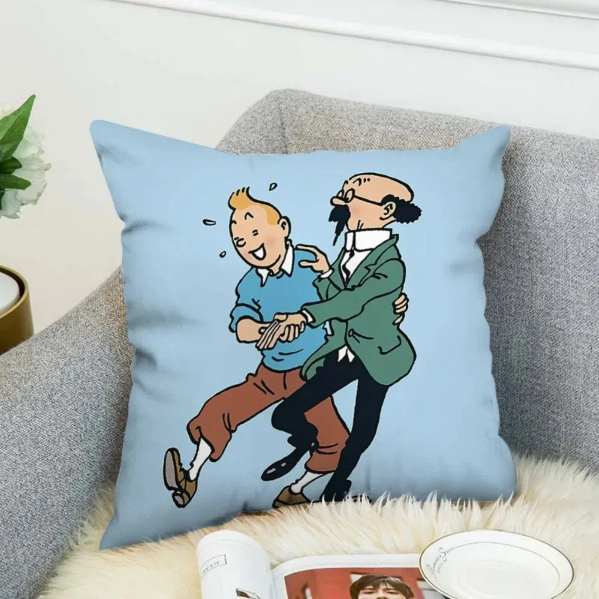 Anime Tintin Cushion Cover Pillowcases Home Decor Decorative Pillows for Sofa M2