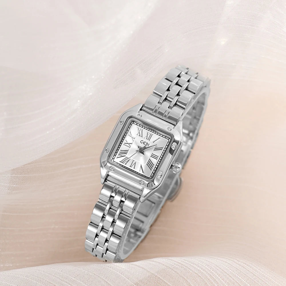 GEDI Vintage Watches for Woman Girlfriend Small Square Steel Strap Women's Watch Luxury Elegant Waterproof Quartz Watches