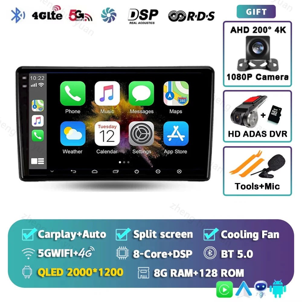 Android 14 For Nissan Navara D40 2004 - 2010 2K QLED CarPlay Auto Car Radio Multimedia Video Player GPS stereo Head Unit 4G WIFI