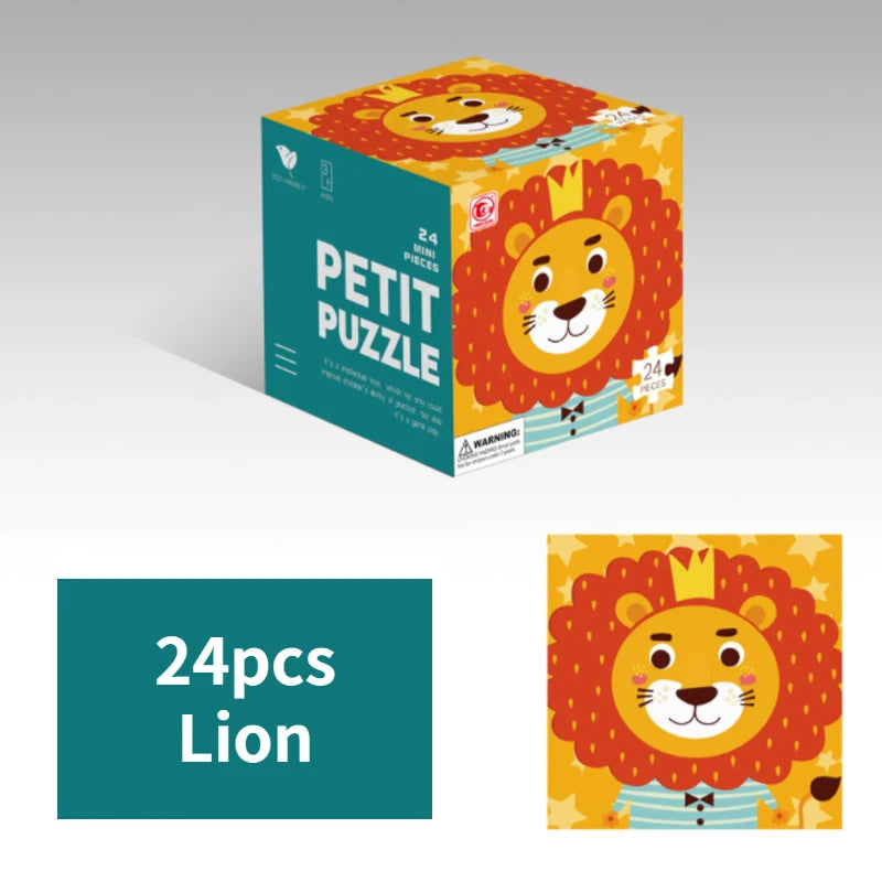 Mini 24 Pieces Kids Paper Puzzle Children Petit Puzzle Early Education Toys Intellectual Toy 3 Years Old English Packaging