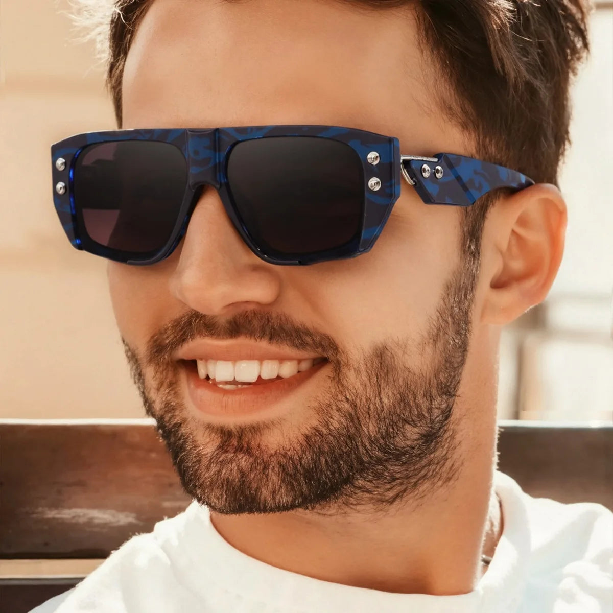 JNPCXI Luxury Square Sunglasses for Men Flat Top UV400 Sun Glasses Women Brand Designer Trendy Female Shades Anti Blue Light