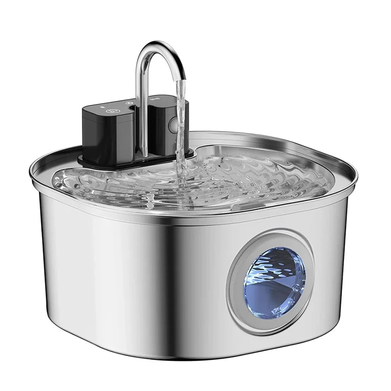 3.2L Stainless Steel Pet Water Feeder,4000mAh Battery Wireless Auto Cat Fountain