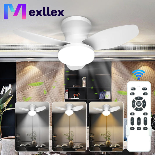 Three Leaf Ceiling Fan with Dimmable Light & Remote Control, 6 Speed, Noiseless