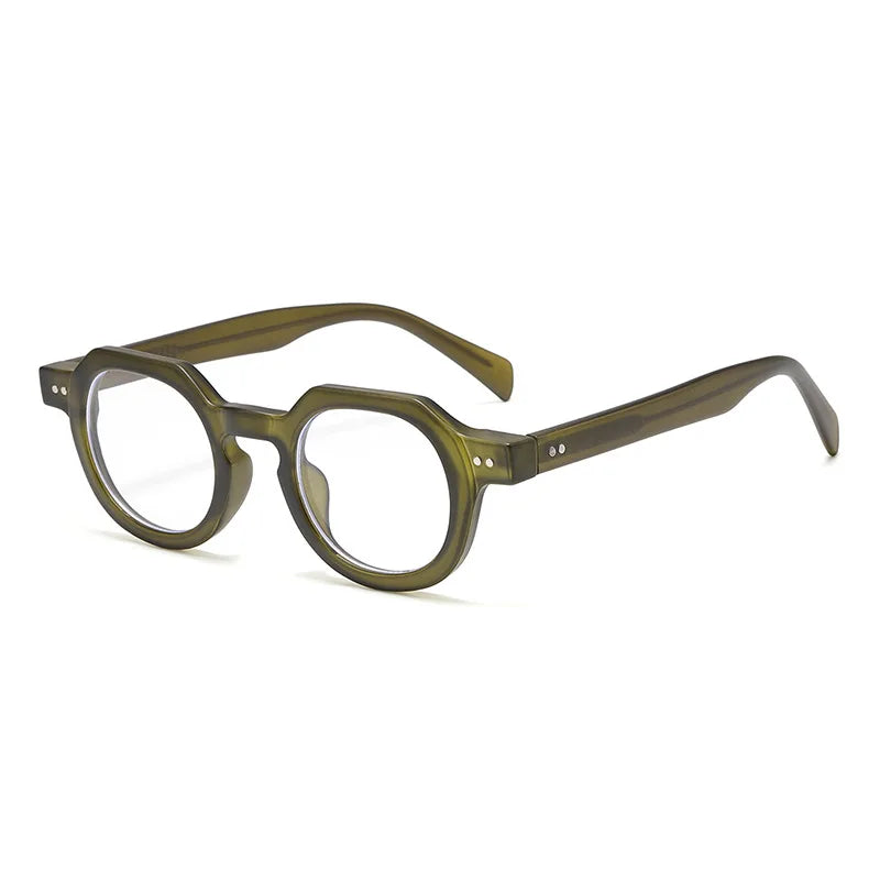 JNPCXI New Retro Rivets Round Sunglasses Women Shades Fashion Clear Lens Frame Men Punk Tea Sun Glasses UV400