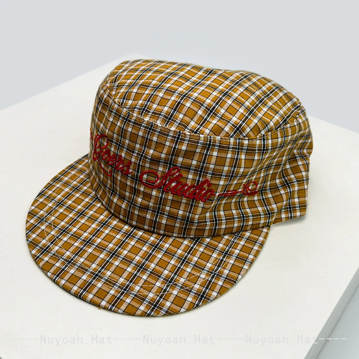 New Men Women Korean Plaid Embroidered Letters Baseball Hats Sunshade Flat Top Versatile Niche Peaked Caps ins Fashion Personal