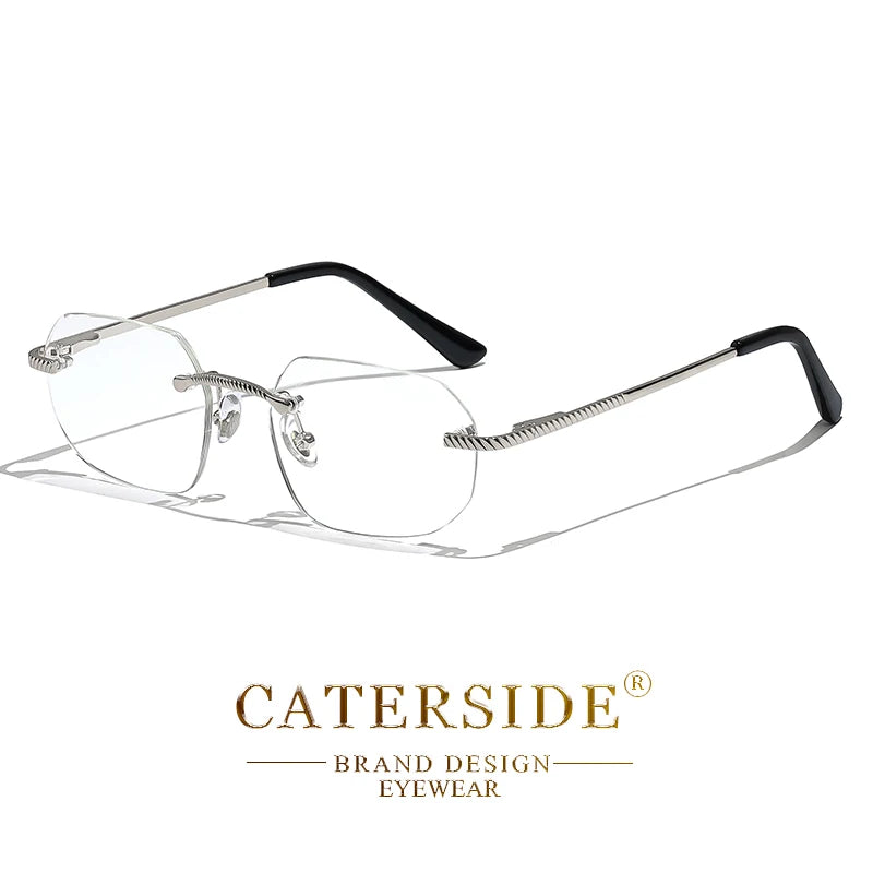 CATERSIDE New Retro Rimless Sunglasses Men's Polygon Luxury Brand Designer Sun Glasses Women Party Festival Eyewear Gift Case