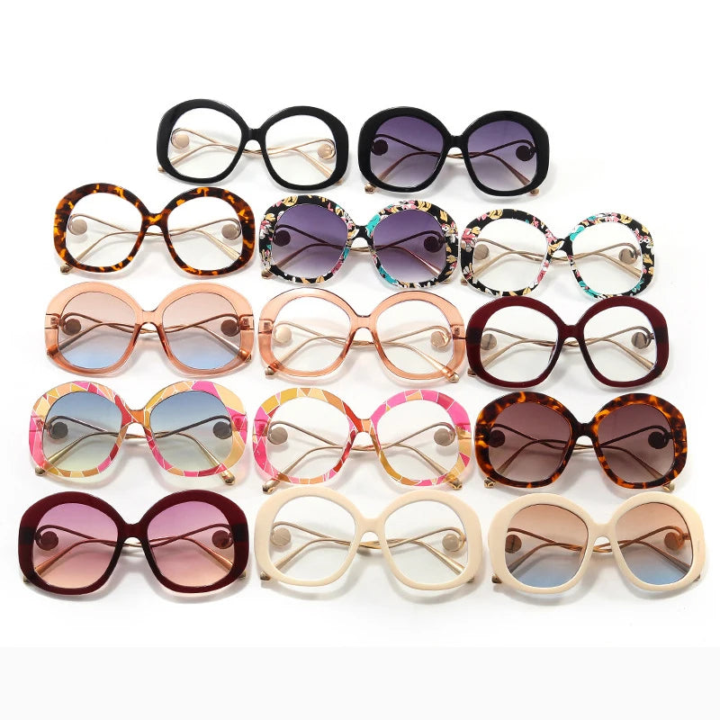 JNPCXI Vintage Round Women Luxury Sunglasses Fashion Pearl Design Glasses Frames UV400 Female Spectacles Frame