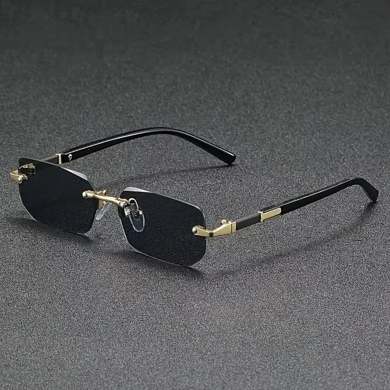 Fashionable Retro Square Unisex Frameless Sunglasses UV Protection Street Style Versatile Slimming Design for Men And Women