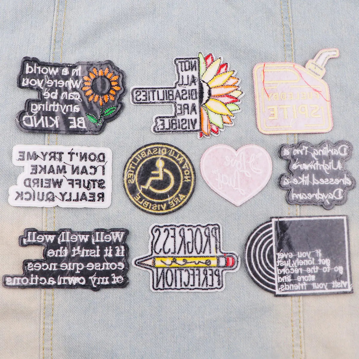 Motivational Phrase Patch Sunflower Iron On Patches For Clothing Patches DIY Applique Embroidered Patch For Jackets Badges