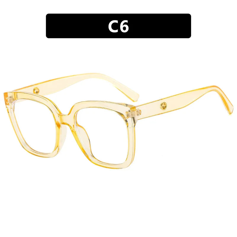 JNPCXI New Square Glasses Frame for Women Anti-Blue Ray Fashion Lady's Myopia Glasses Prescription Computer Glasses