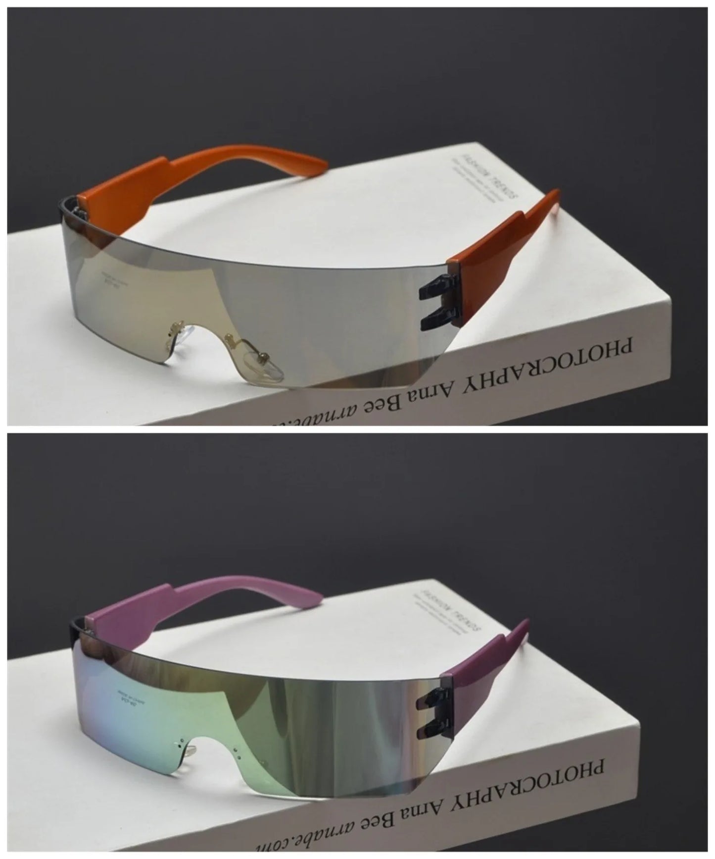 Cycling Rimless Y2K Sunglasses Men Women Trendy Gradient 2000'S Wrap Around Sun Glasses Punk One Piece Goggles Fashion Shades