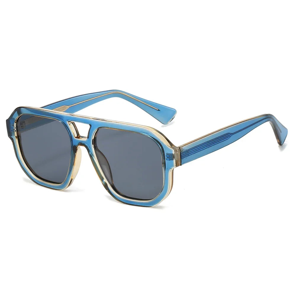 JNPCXI New Retro Double Bridges Square Quality Women Fashion Sunglasses Shades UV400 Trending Men Leopard Sun Glasses