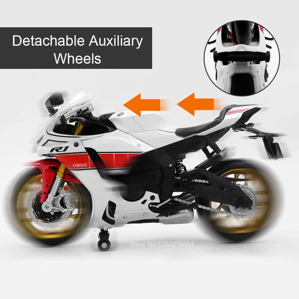 1:12 Scale Yamaha YZF-R1M Model Car Toy Racing Motorcycle Simulation Diecast Front Wheel Steering Toy Series Boy Gift Collection
