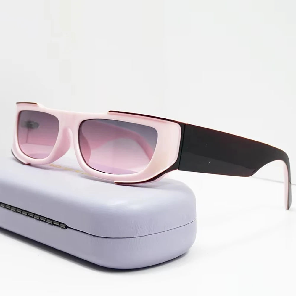 JNPCXI Fashion Rectangle Purple Double Color Women Sunglasses Retro Gradient Shades UV400 Men Trending Sun Glasses