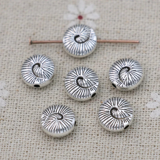 20Pcs Antique Silver Plated Shell Spacer Beads Vintage Loose Beads for Jewelry Making Bracelet DIY Handmade 10x5mm