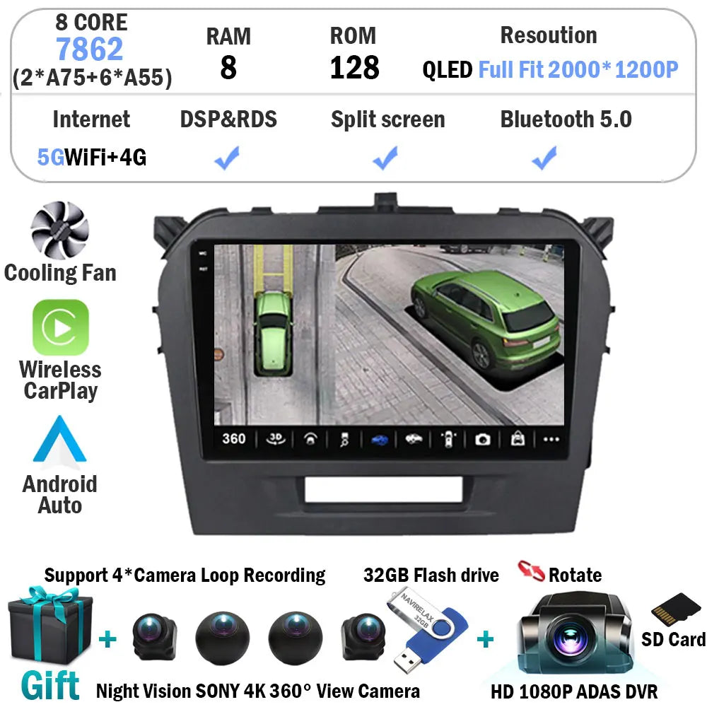 Android 16 Auto Carplay Stereo For Suzuki Vitara 2015 2016 2017 2018 2019 Car Radio Multimedia Video Player Navigation Gps WIFI