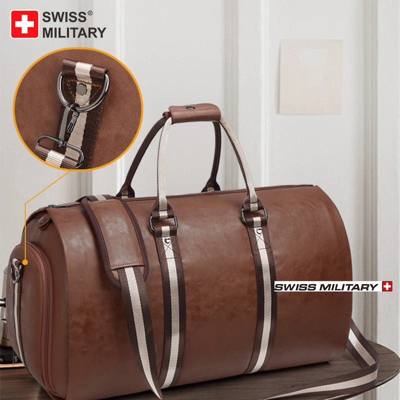 SWISS MILITARY XL Capacity Leather Bag Multifunction Lugage AntiWater Travel Bag