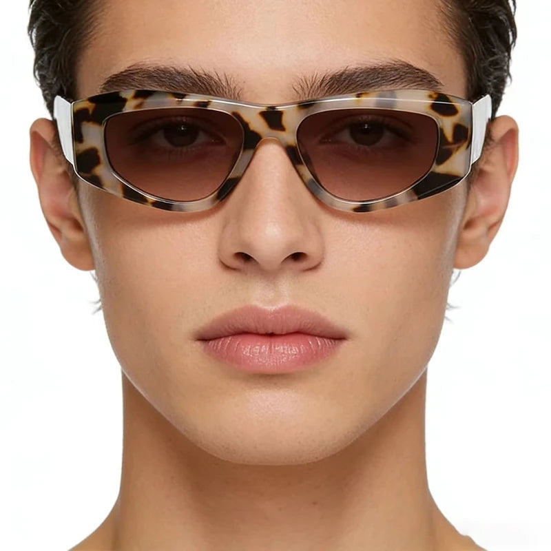 JNPCXI New Irregular Square Women Sunglasses Leopard Gradient Shades UV400 Men Brand Designer Trending Punk Sun Glasses