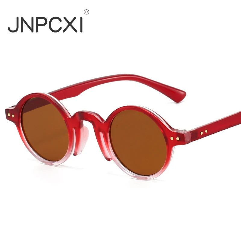 JNPCXI New Retro Fashion Small Frame Round Women Sunglasses Luxury Rivet Casual Men Sun Glasses UV400