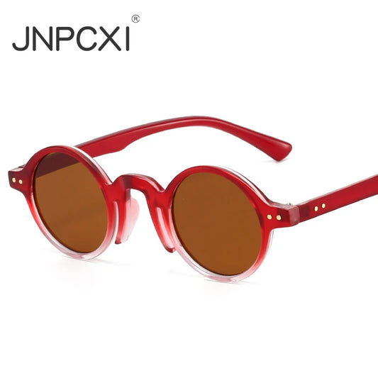 JNPCXI New Retro Fashion Small Frame Round Women Sunglasses Luxury Rivet Casual Men Sun Glasses UV400