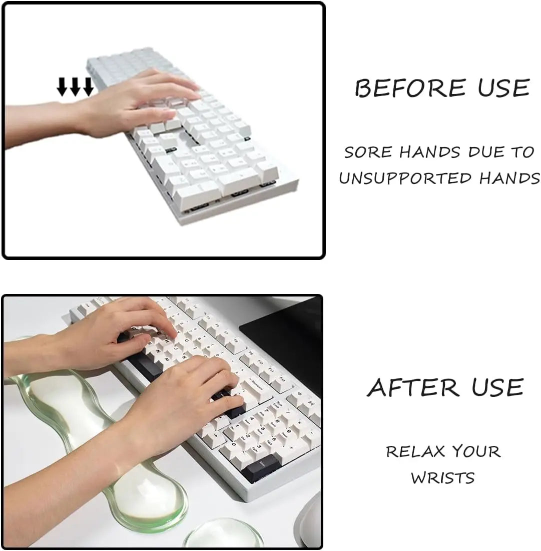 Clear Gel Wrist Rest for Keyboard and Mouse, Silicone Keyboard Wrist Rest Set, Ergonomic Wrist Rest for Keyboard 75% Pain Relief