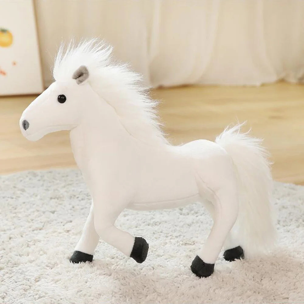 Cartoon Simulation White Black Horse Stuffed Children Plush Toy pony doll Christmas birthday gift