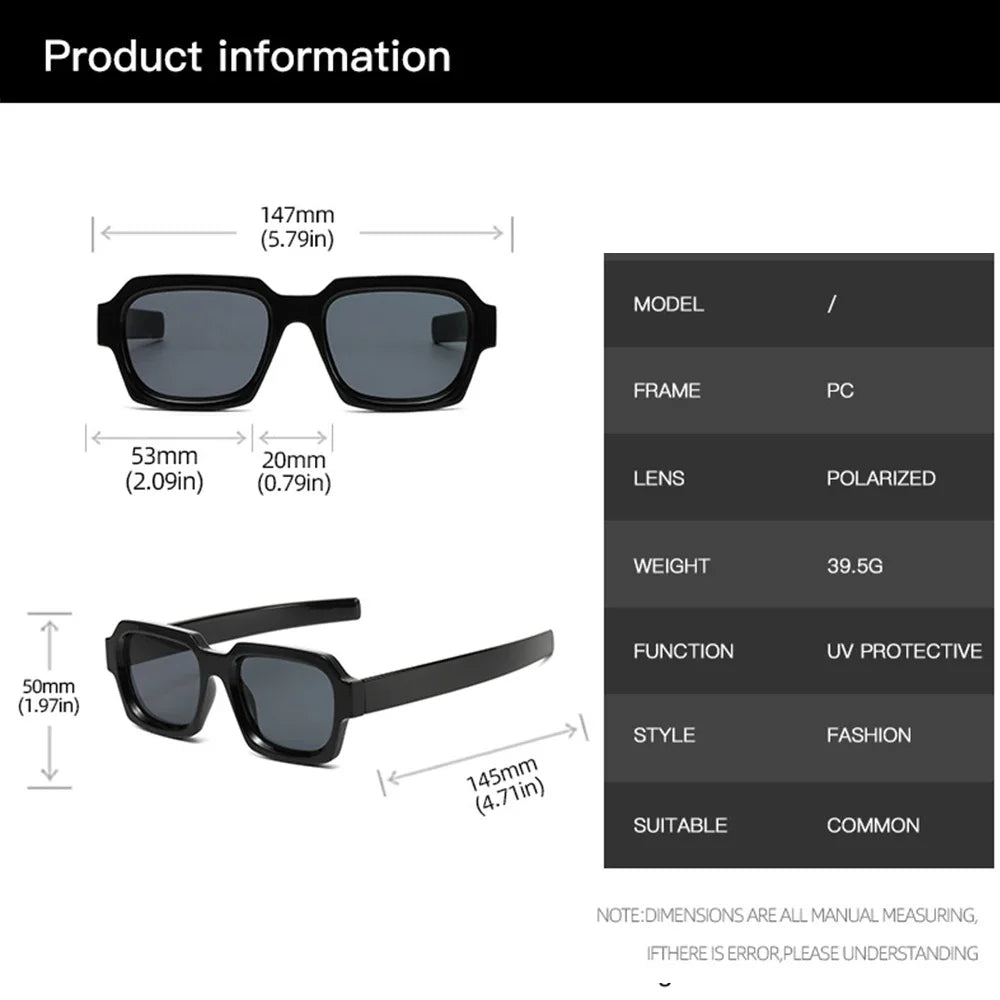 JNPCXI Ins Popular Fashion Square Polarized Sunglasses Women Retro Punk Shades UV400 Men Trending Sun Glasses