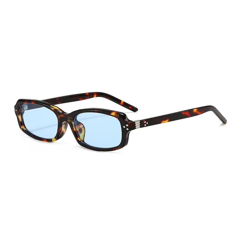 JNPCXI New Fashion Small Rectangle Sunglasses Women Shades Vintage Rivets Men Clear Lens Frame UV400