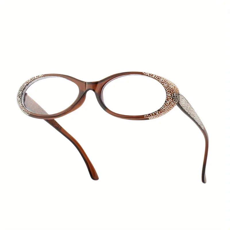 3PCS Elegant Small Frame Women's Reading Glasses with Shiny Oval Frame Reading Glasses Daily Wear Elegant Frame Retro Style
