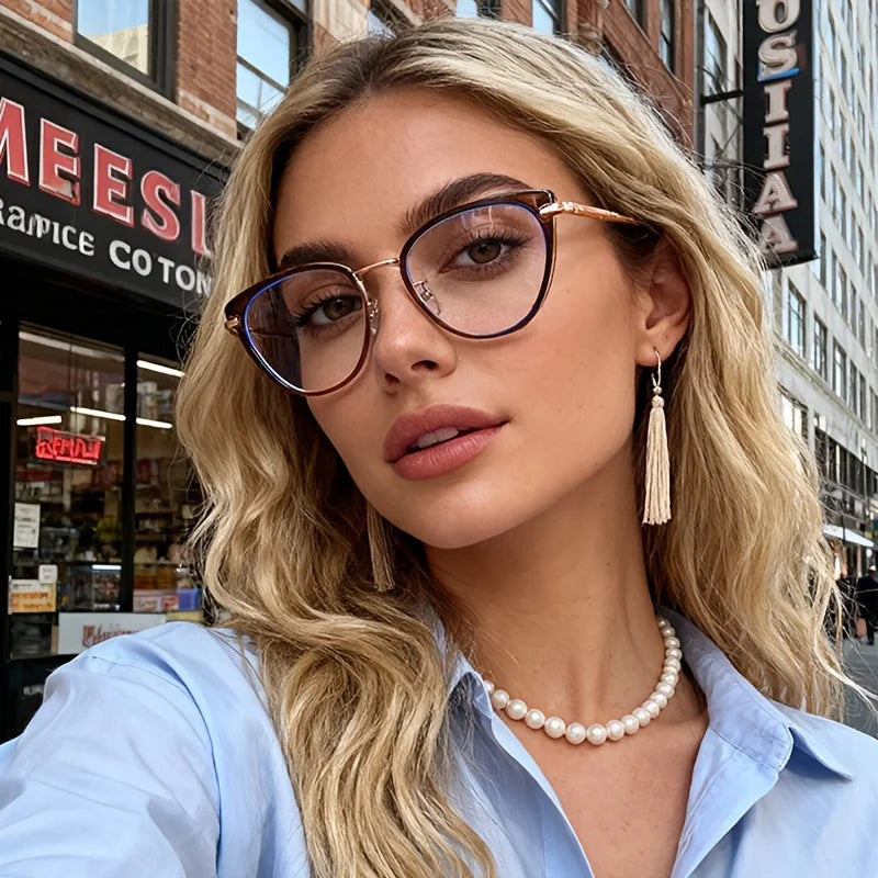Retro Cat Eye Glasses for Women Glasses Anti Blue Light Ultra Light Glasses Frame Glasses