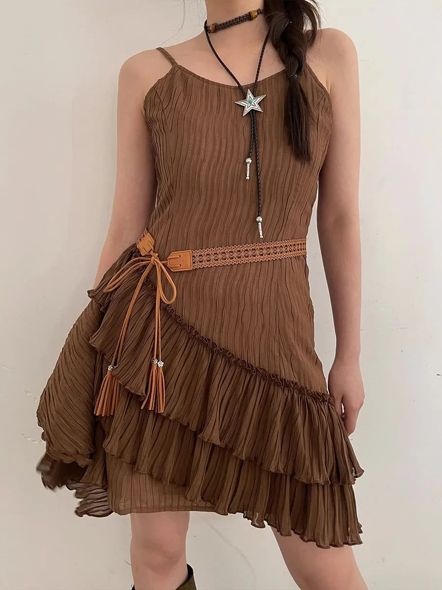 Braided Hollowed-Out Ethnic Belt New Bohemian Accessories Thin Leather Belt With Skirt Ins High-End Sense Of Versatile