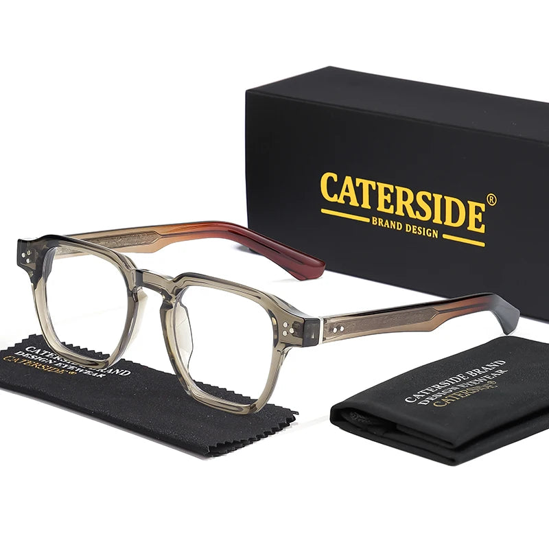 CATERSIDE Retro Square Glasses Men Anti Blue Light Core Insert Temple Computer Glasses for Women Luxury Brand Glasses Frame