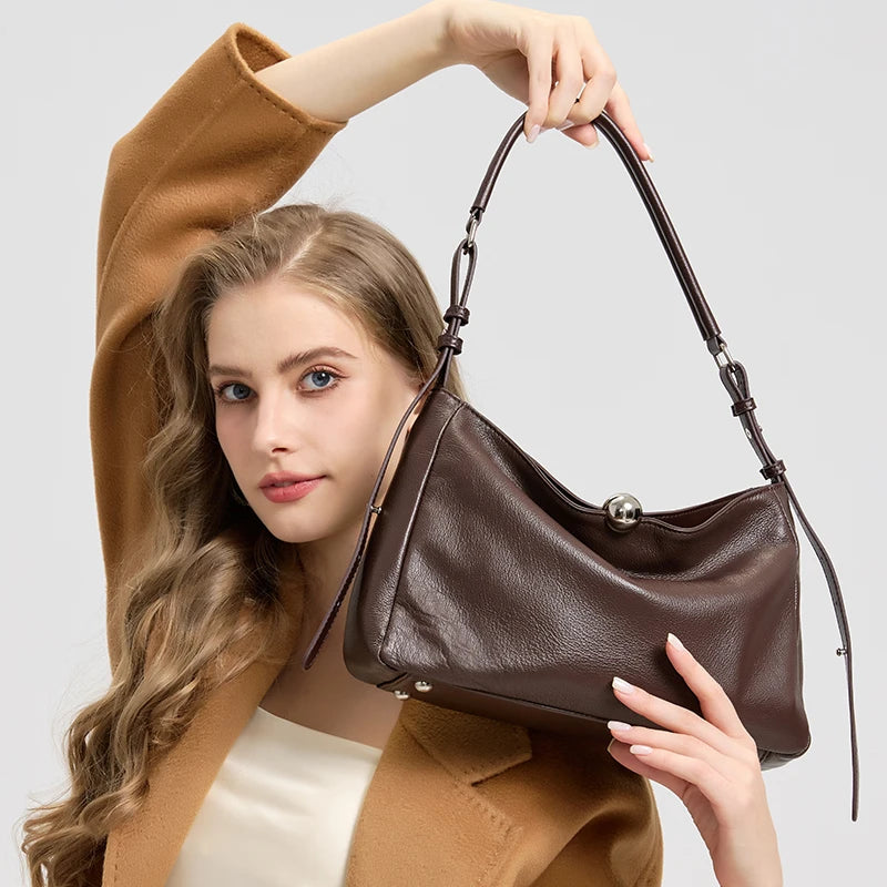 New Women's Fashion Genuine Leather Handbag Female Large Capacity Commuter Crossbody Bags Ladies' Luxury Designer Shoulder Bag