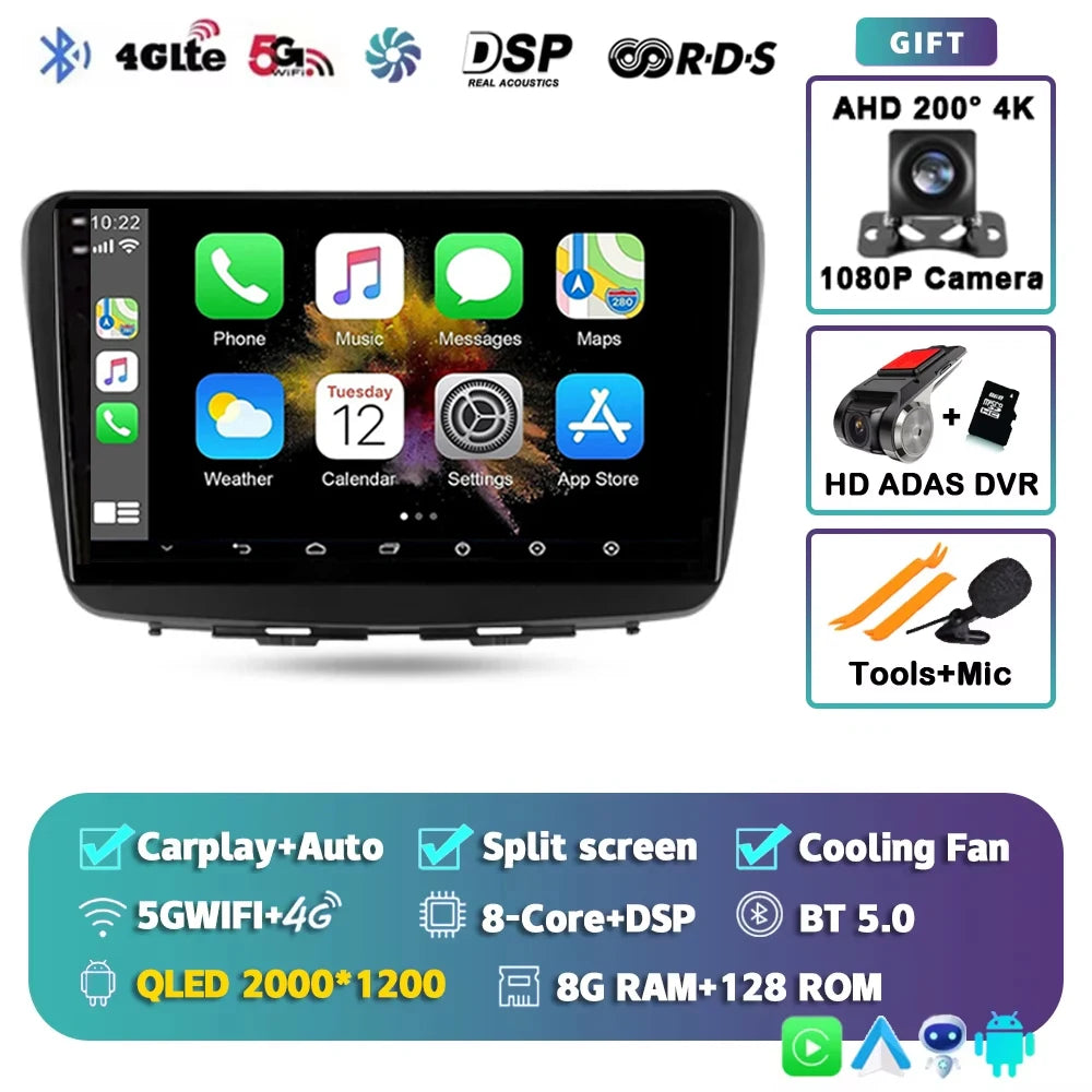 For Suzuki Baleno 2 2015 - 2022 2K 12+256 QLED Android 15 CarPlay Car Radio Multimedia Video Player GPS stereo Head Unit 4G WIFI
