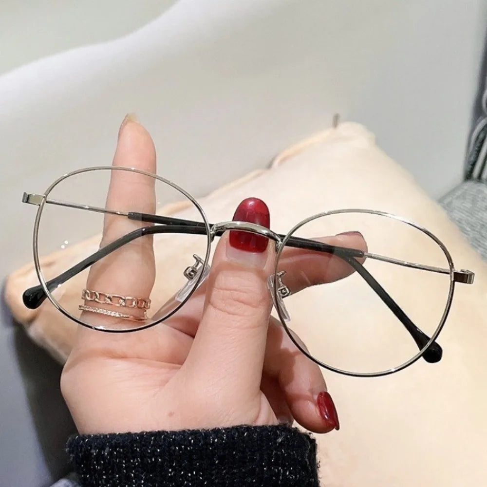 Anti Blue Light Myopia Glasses Women Oval Metal Frame Computer Glasses Fashion Glasses