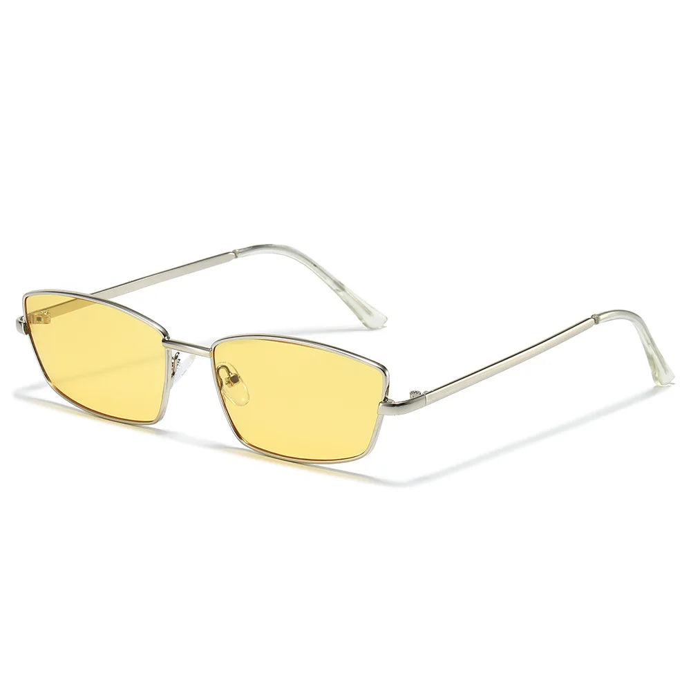 JNPCXI New Small Rectangle Retro Sunglasses Luxury Metal Designer Casual Shades Man Women's Fashion Sun Glasses