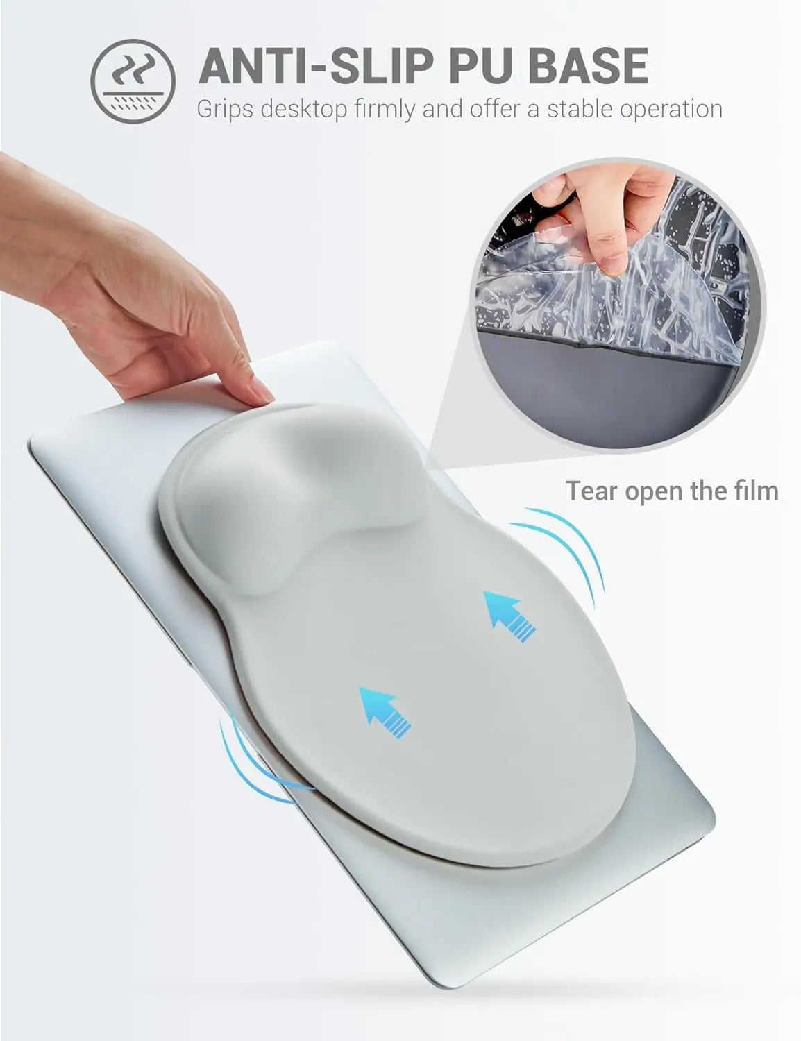 Ergonomic Mouse Pad Wrist Support, Comfortable Mouse Pad Wrist Rest, Relieve Wrist Pain Gel Mouse pad for Laptop, Computer