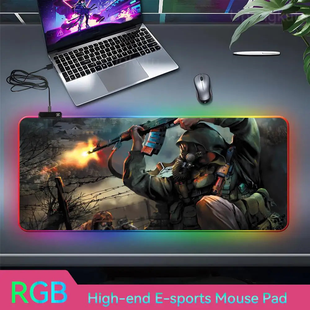 Stalker2 PC Mouse RGB 3mm Rubber Mouse Pad LED Lamp Desk Anime Keyboard Mat 8