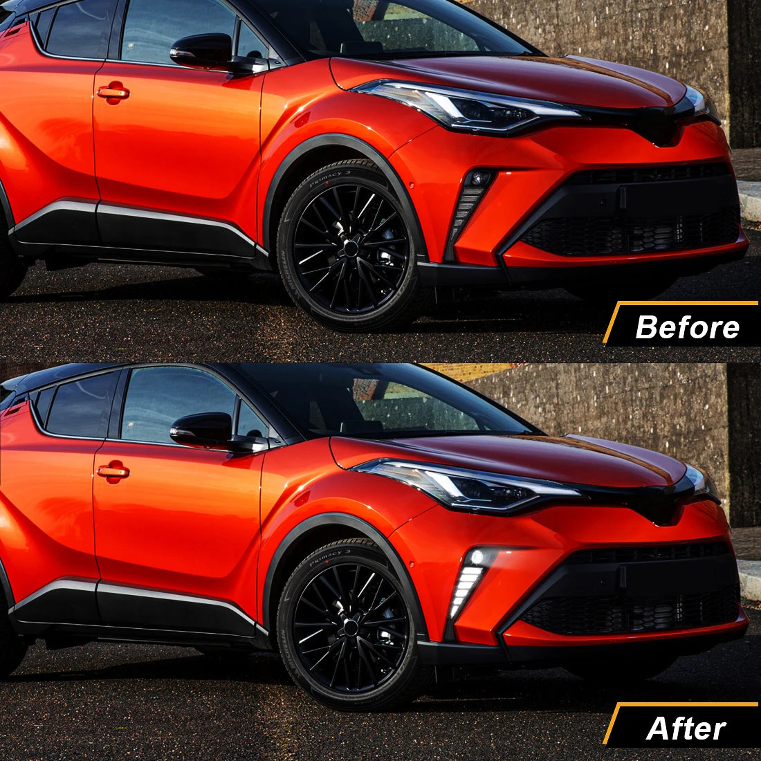 For Toyota C-HR CHR 2020 2021 2022 2023 DRL Daytime Running Light Car Led Dynamic Yellow Turn Signal White Daylight Fog Lamp 12V