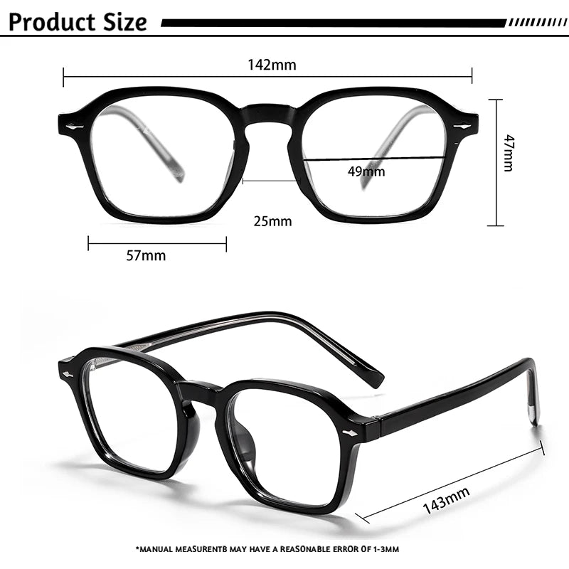 CATERSIDE Square Men's Optical Eyeglass Frame Retro High Quality Brand Eyewear Women's Anti Blue Light Decoration Glasses