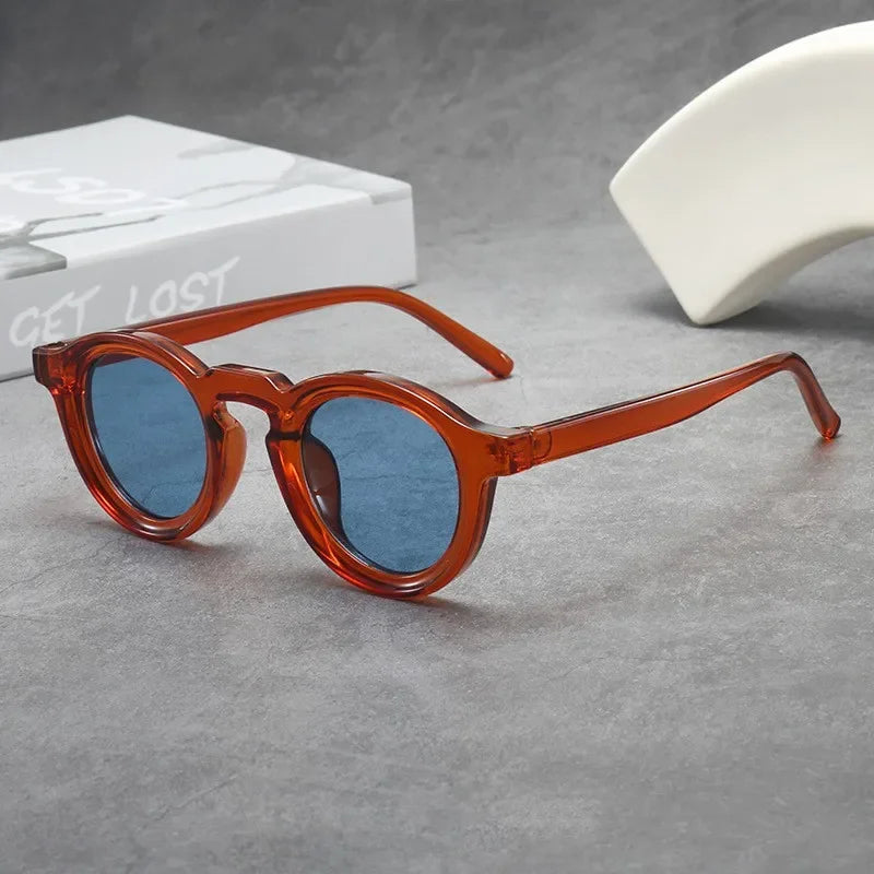 JNPCXI New Round Sunglasses Women Men Punk Shades Retro Trending Sun Glasses Clear Lens Frame UV400 Female