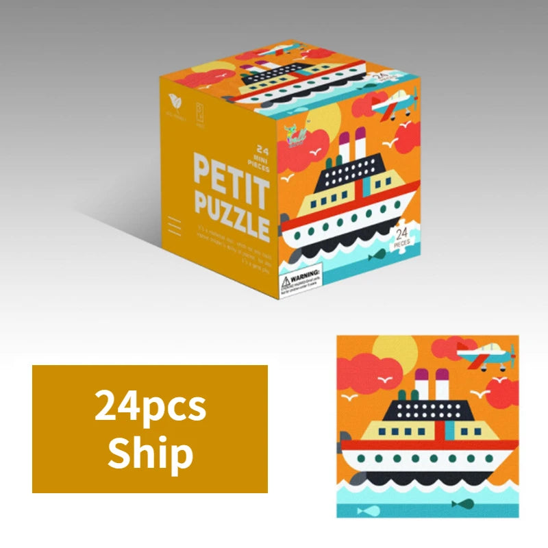 Mini 24 Pieces Kids Paper Puzzle Children Petit Puzzle Early Education Toys Intellectual Toy 3 Years Old English Packaging