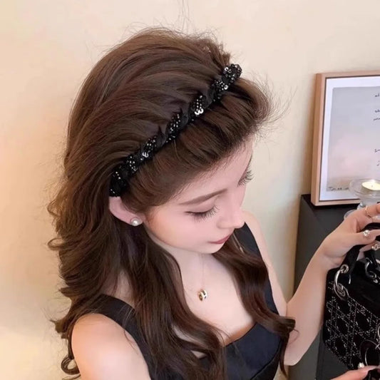Elegant Sparkling Rhinestones Headband for Woman Non-slip Hair Band Fashion Girl Face Washing Hair Band Hair Accessories
