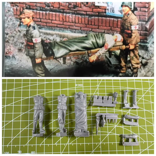 High Quality 1:35 Die-casting Resin Model Kit, Injured 3 People, Unpainted