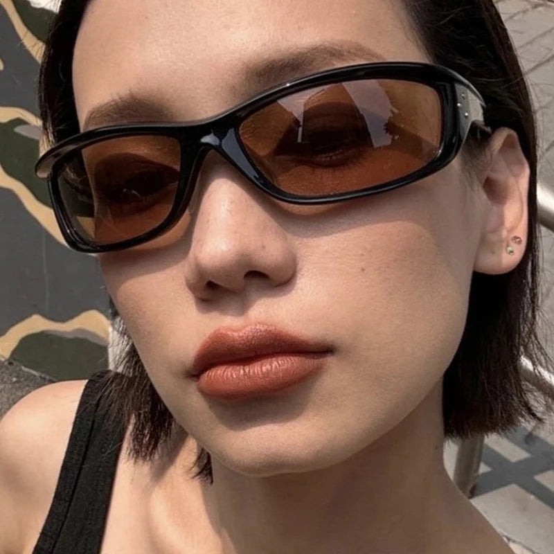 JNPCXI New Retro Y2K Candy Color Cat Eye Sunglasses Women Fashion Rivets Outdoor Sports Punk Men Trending Sun Glasses
