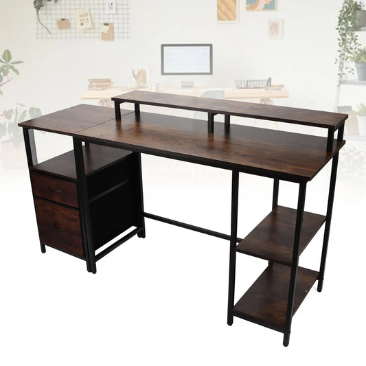 Home Computer Desk Sturdy Tear Resistant, Large Space Industrial Computer Table