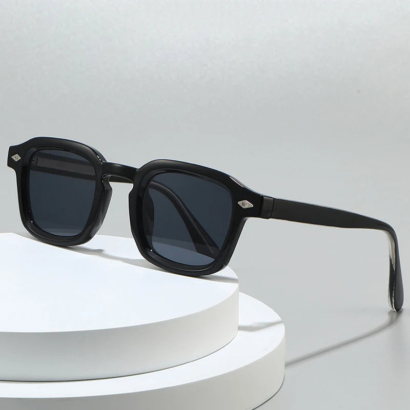 JNPCXI New TR90 Square Candy Color Women Sunglasses Retro Rivets Men Trending Tea Sun Glasses Shades UV400